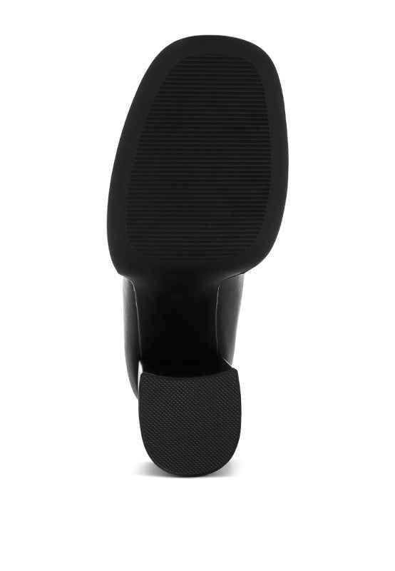 Edwina Chunky Penny Strap Heeled Loafers