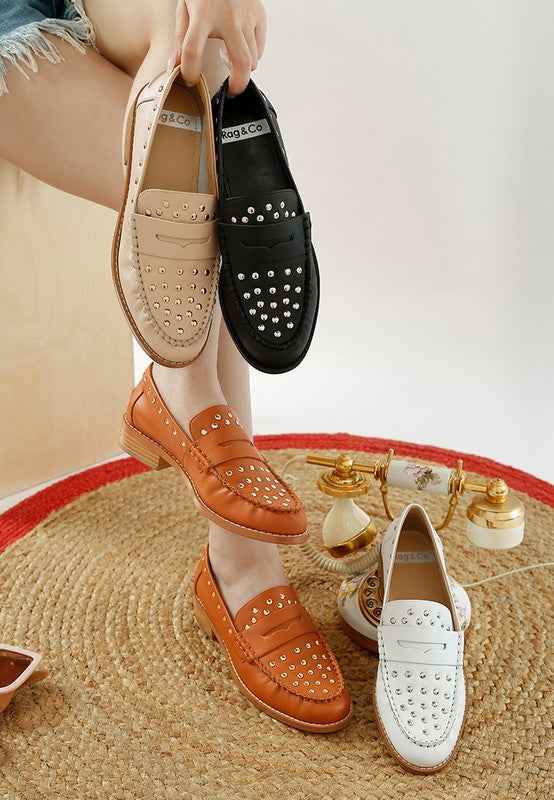 Oglavia Studs Embellished Leather Loafers
