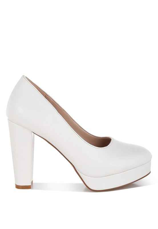 Damsor Faux Leather Block Heel Pumps