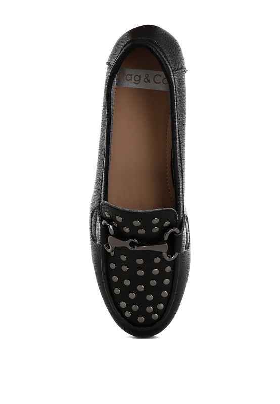 Modaha Horsebit & Embellished Real Leather Loafers
