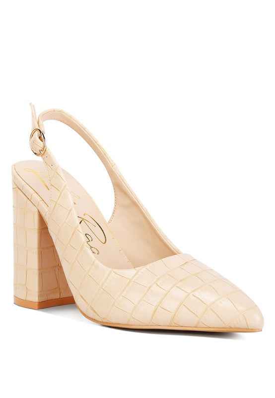 Macha Croctexture Sling Back Heels