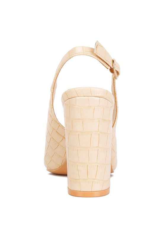 Macha Croctexture Sling Back Heels