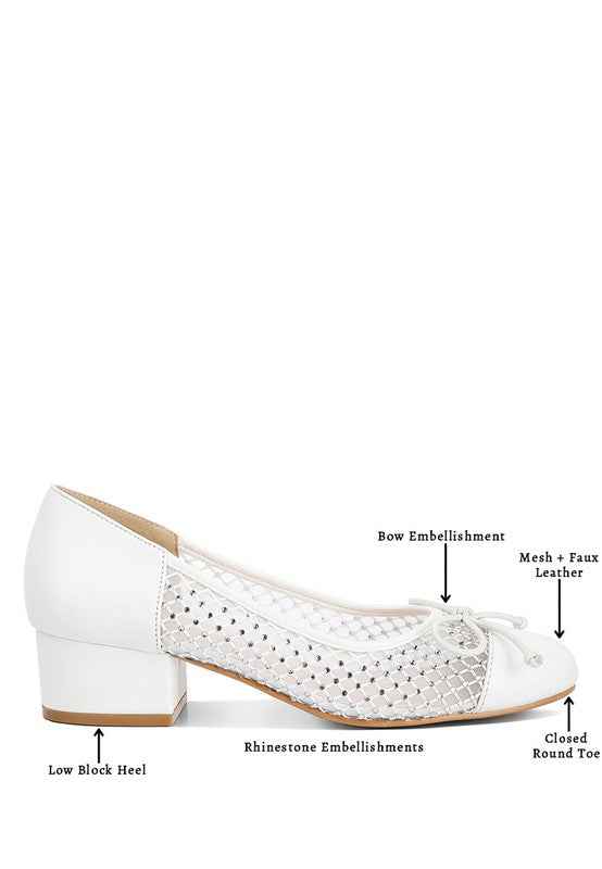 Tudum Rhinestone Detail Mesh Ballerinas
