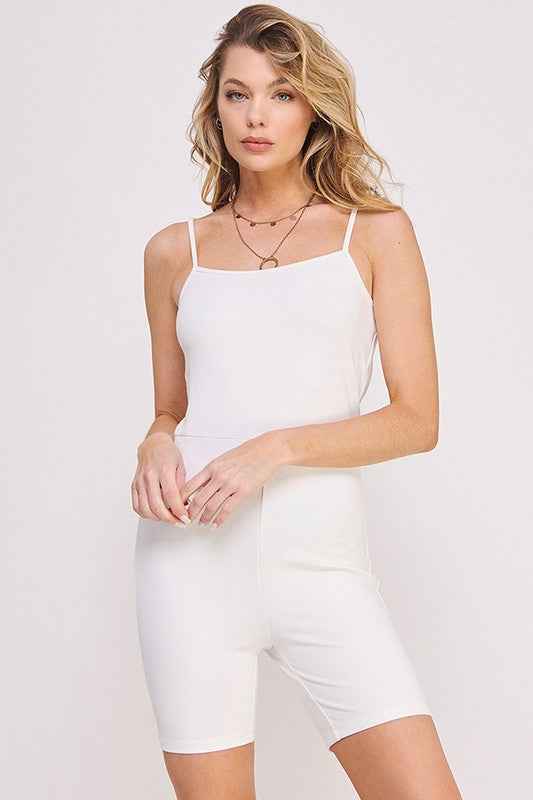 ACTIVE SPAGHETTI STRAP FITTED UNITARD ROMPER