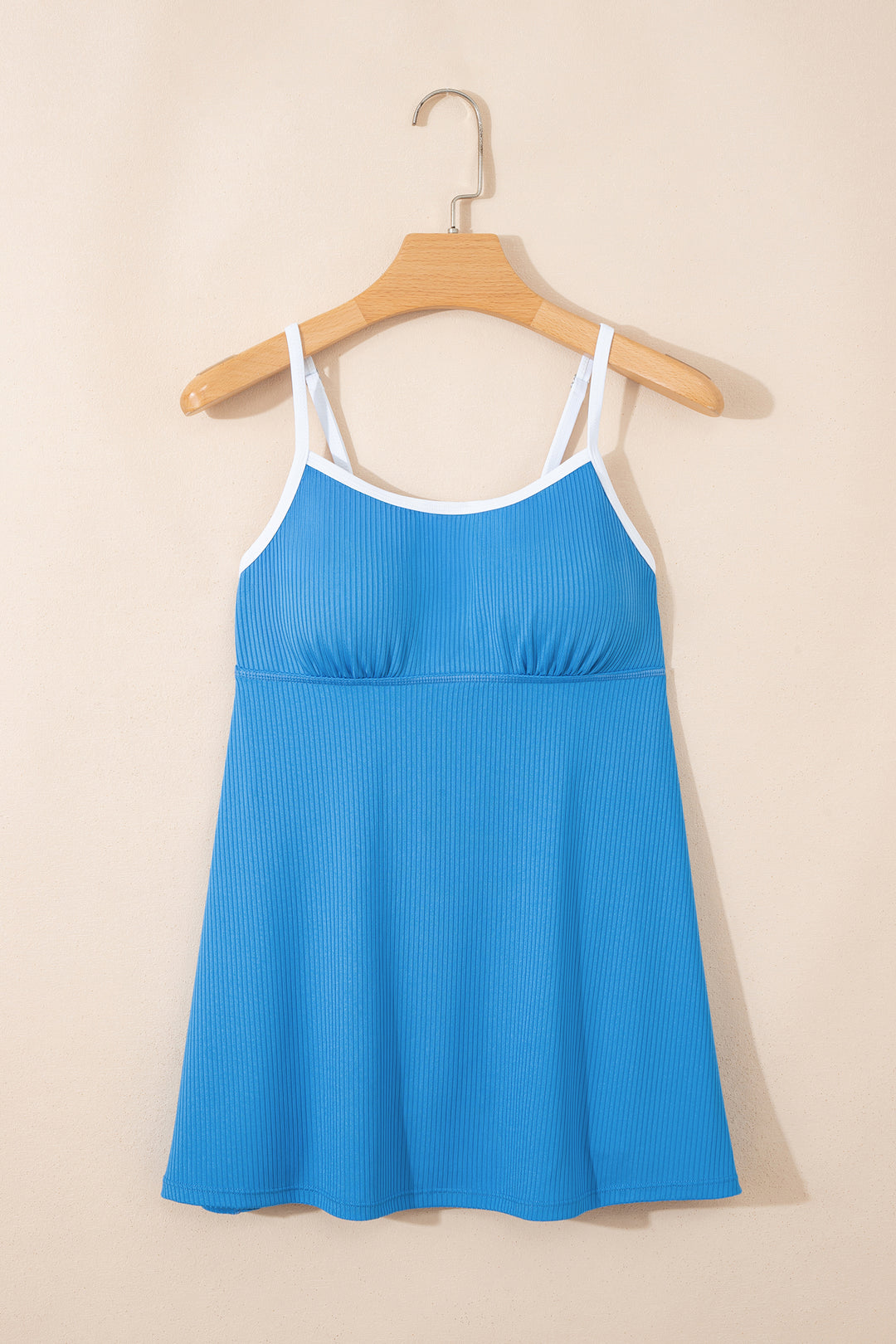 Dusk Blue Color Block Edge Ribbed Pocketed Lined Swim Dress Dear-Lover Dropshipping