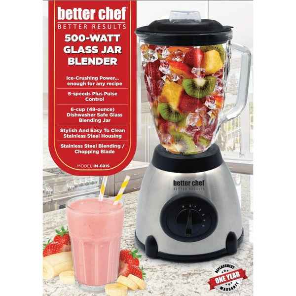 Better Chef 500W 5-Speed Glass Jar Blender
