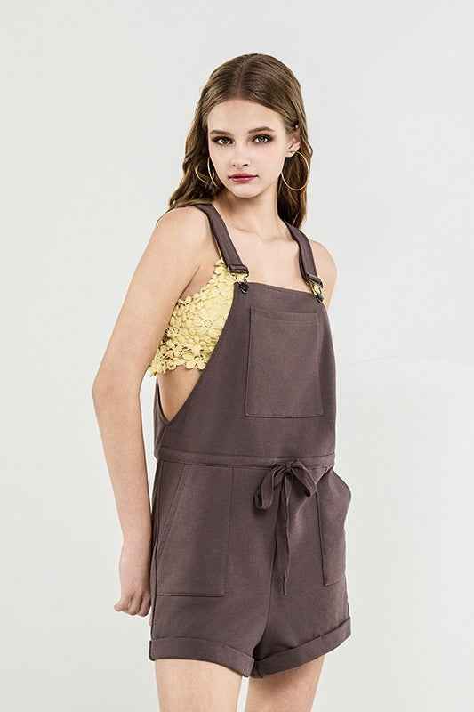 Stroll Adjustable Strap Pocketed Overall Romper