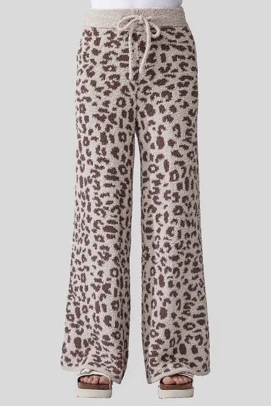 Cozy Warm Soft Leopard Fuzzy Lounge Pants