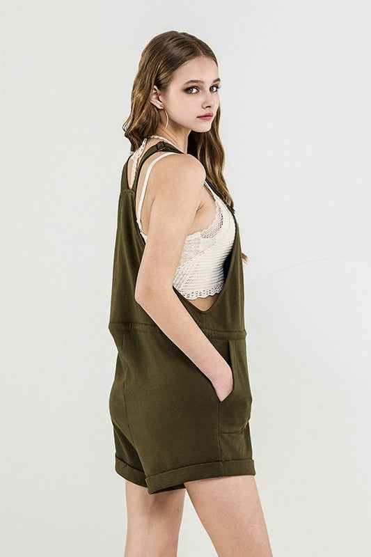 Stroll Adjustable Strap Pocketed Overall Romper