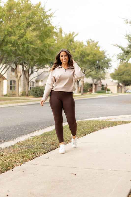 Belle Brown FLEECE Full Length Leggings