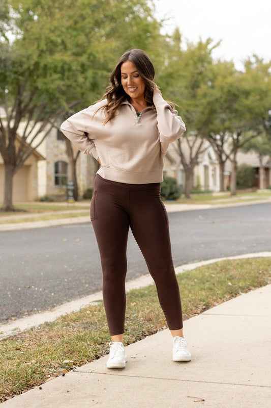Belle Brown FLEECE Full Length Leggings