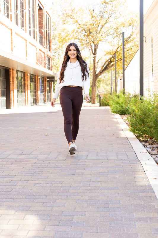 Belle Brown FLEECE Full Length Leggings