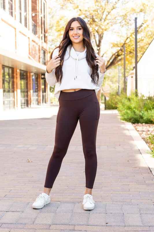Belle Brown FLEECE Full Length Leggings