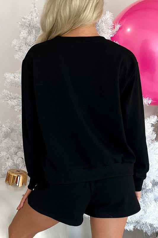 Women Merry Graphic Pullover and Shorts Outfit