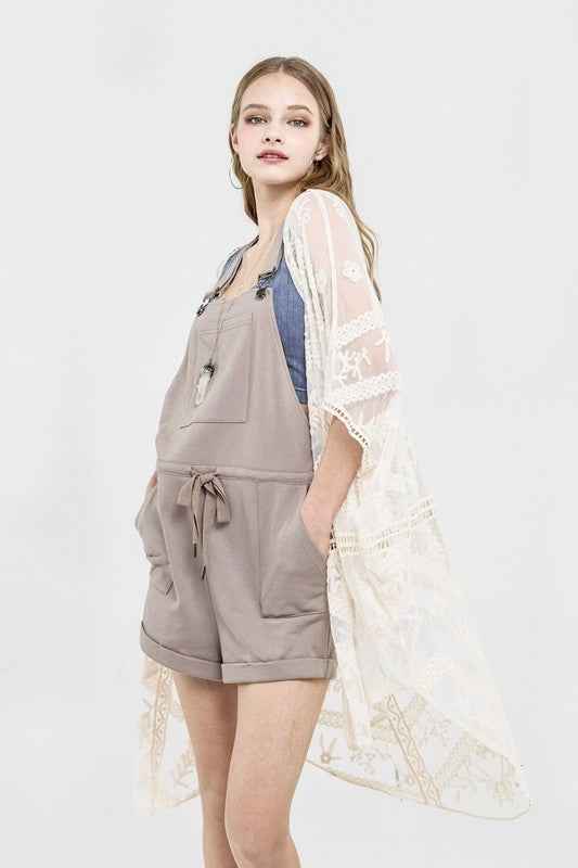 Embroidered Mesh Leaf Cocoon Cardigan