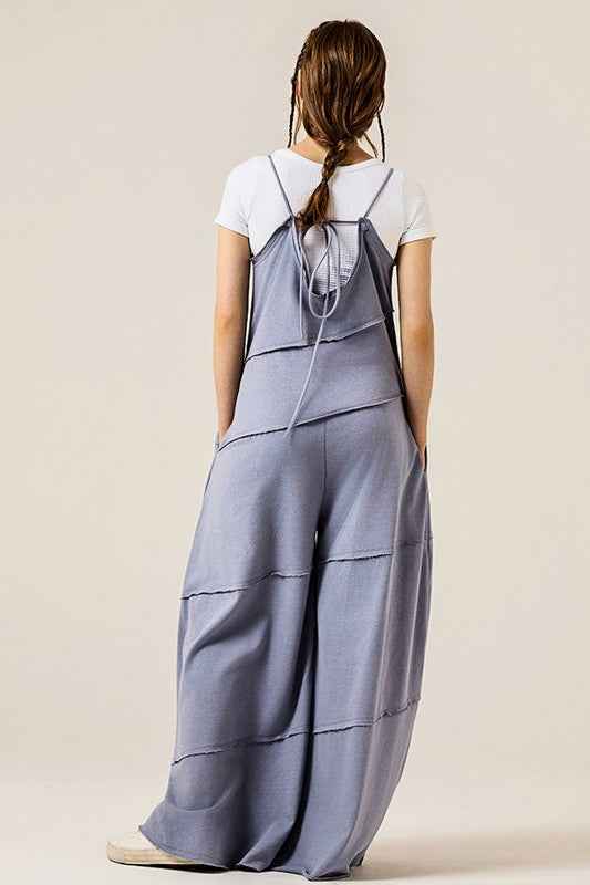 Keyhole back Wide Leg Raw Edge Jumpsuit