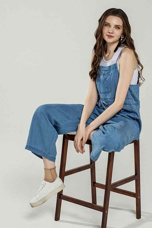 Plus Pocket Adjustable Straps Overall Jumpsuit