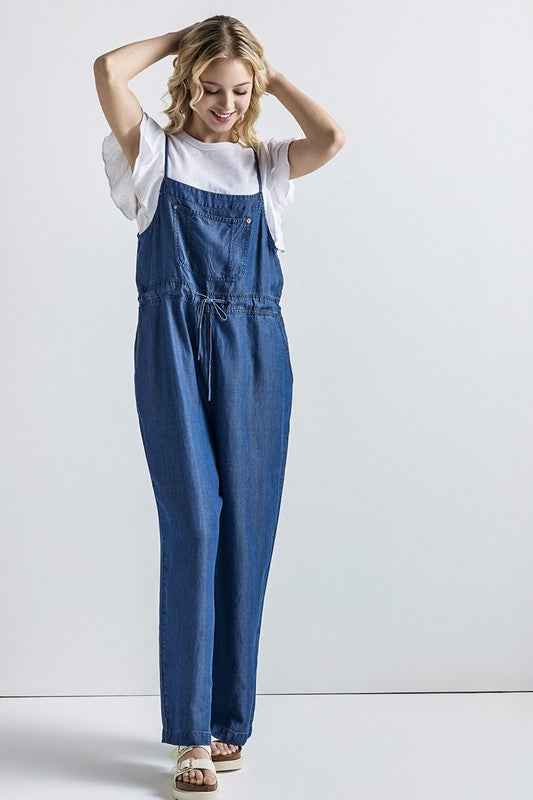 Plus Pocket Adjustable Straps Overall Jumpsuit
