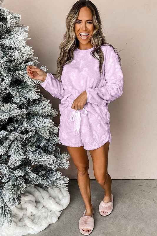 Women Fleece Loose Two Piece Lounge Set