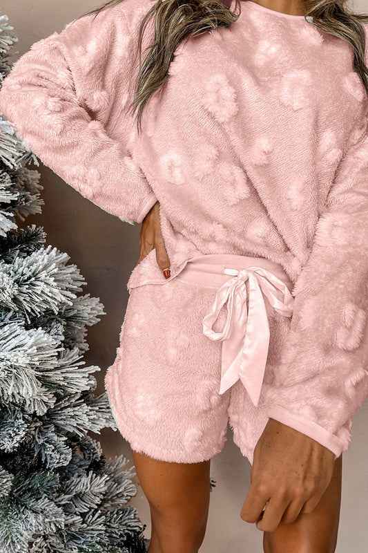 Women Fleece Loose Two Piece Lounge Set