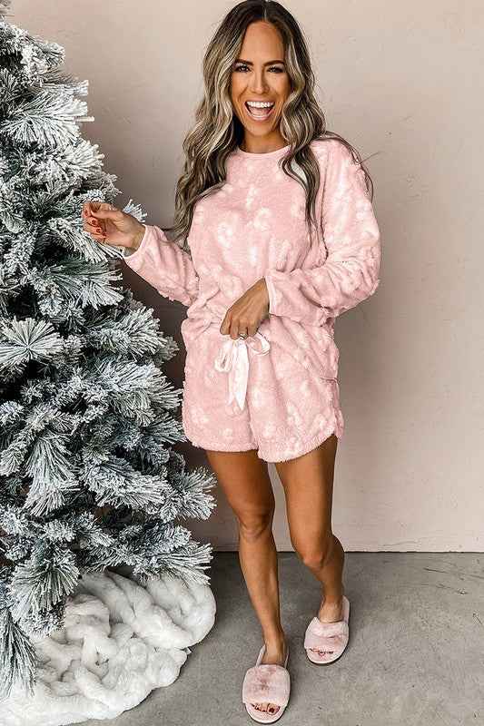 Women Fleece Loose Two Piece Lounge Set