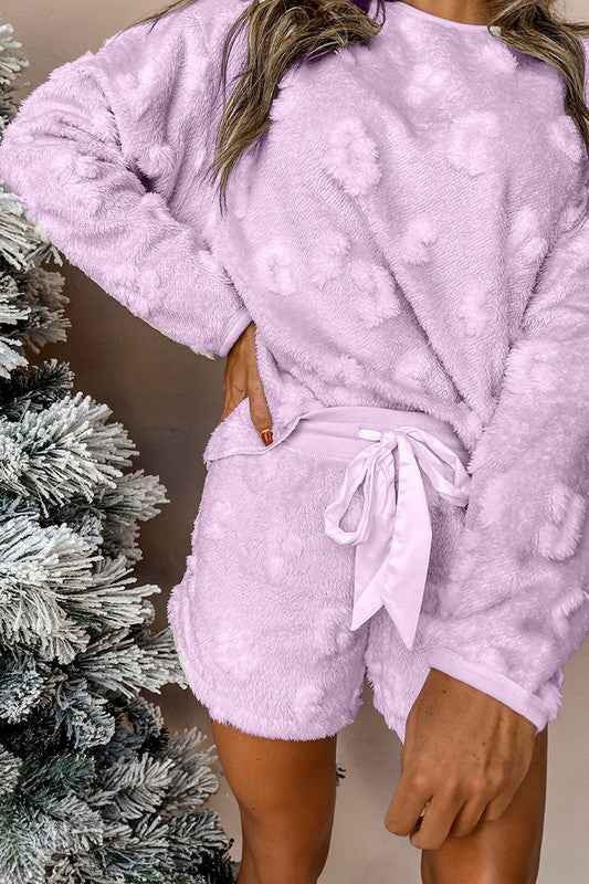 Women Fleece Loose Two Piece Lounge Set