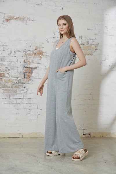 Plus Oversized Patched Pocket V-Neck Jumpsuit