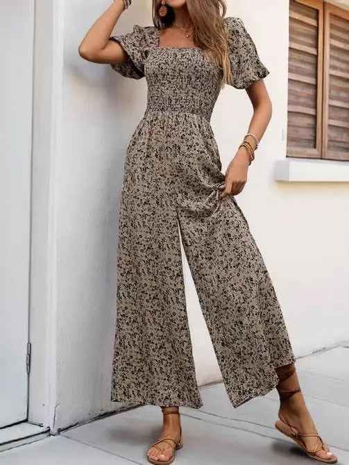 Floral smocked jumpsuit