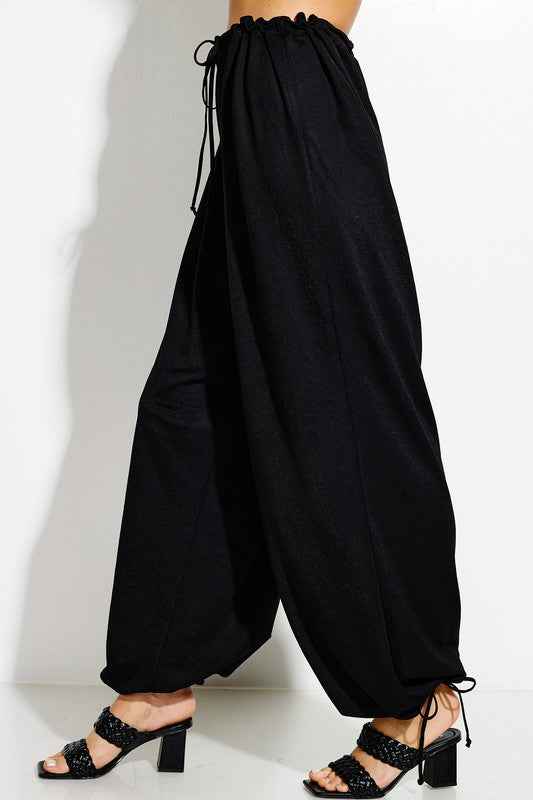 Parachute Pants with Elastic Waistline Drawstring