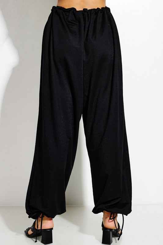 Parachute Pants with Elastic Waistline Drawstring