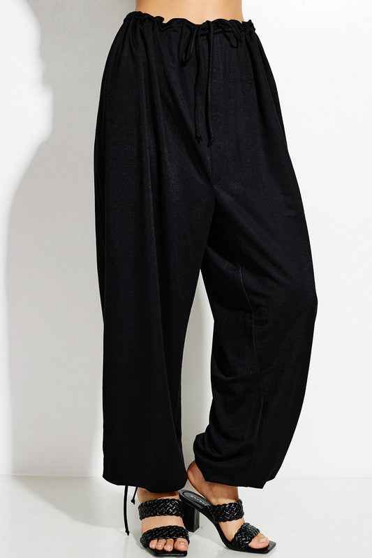 Parachute Pants with Elastic Waistline Drawstring