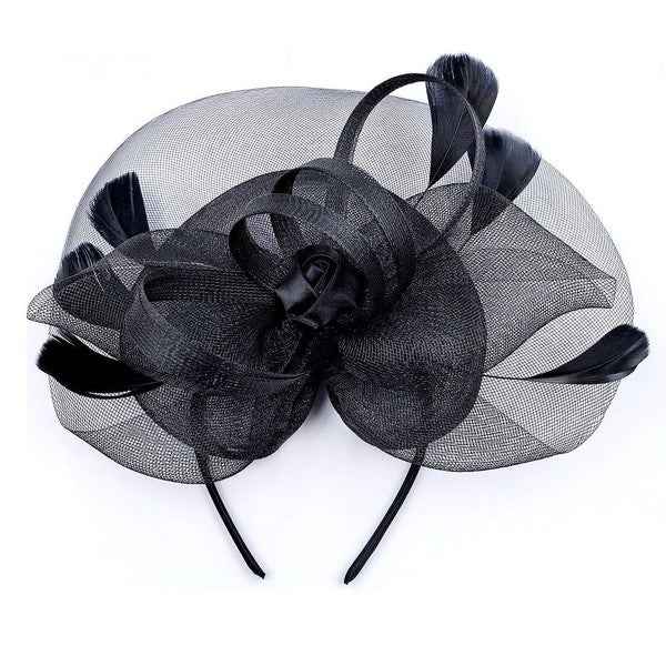 Ribbon Tulle Flower Feather Gatsby Fascinator Hat