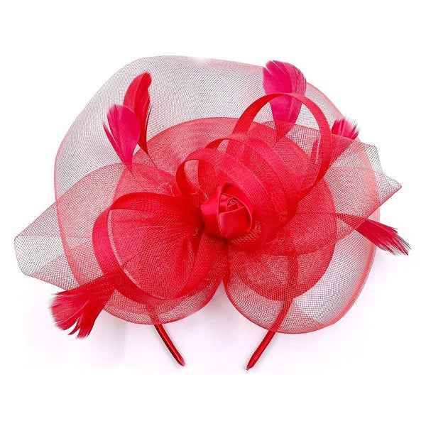 Ribbon Tulle Flower Feather Gatsby Fascinator Hat