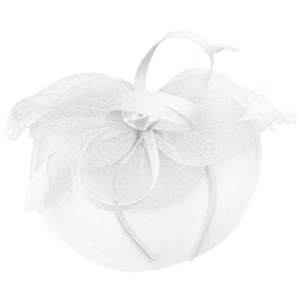 Ribbon Tulle Flower Feather Gatsby Fascinator Hat