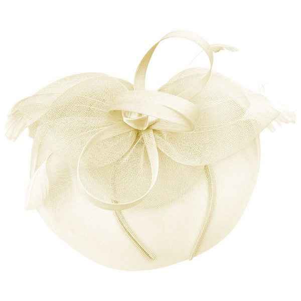 Ribbon Tulle Flower Feather Gatsby Fascinator Hat