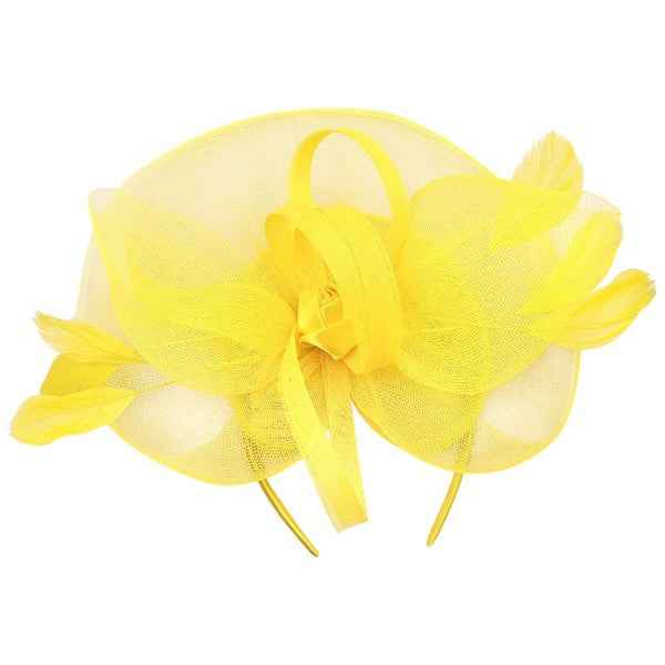 Ribbon Tulle Flower Feather Gatsby Fascinator Hat