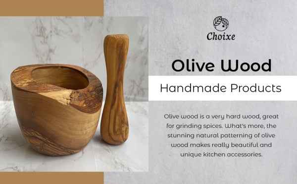 Olive Wood Mortar & Pestle. Large 6in.