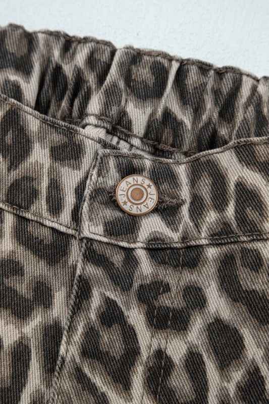 Leopard Denim Straight Leg Jeans
