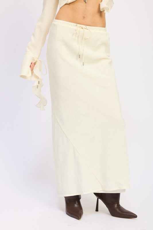 SATIN MAXI SKIRT WITH DRAWSTRING