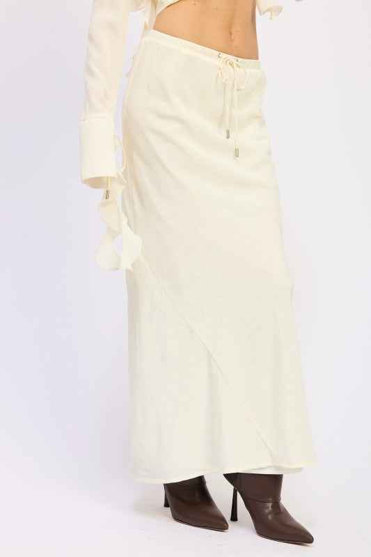 SATIN MAXI SKIRT WITH DRAWSTRING