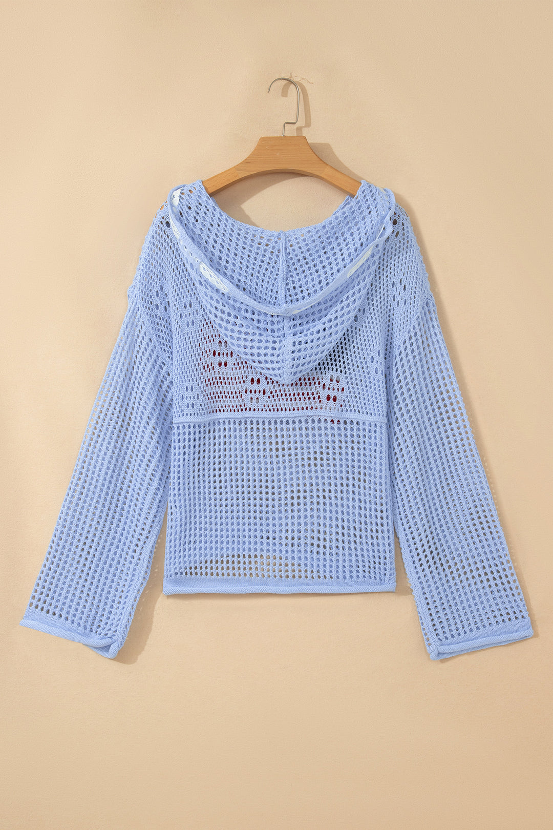 Beau Blue Hollow Out Crochet Knit American Flag Patched Sweater Hoodie Dear-Lover Dropshipping