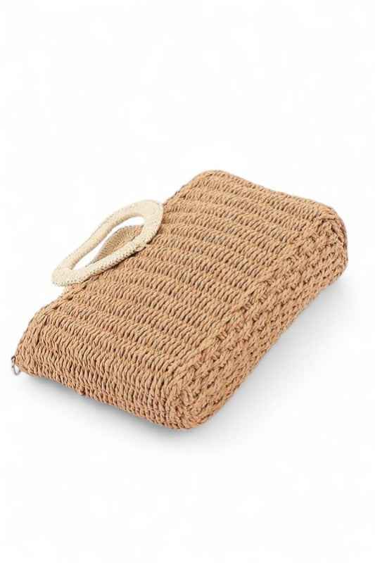 Heart Shape Handle Straw Tote
