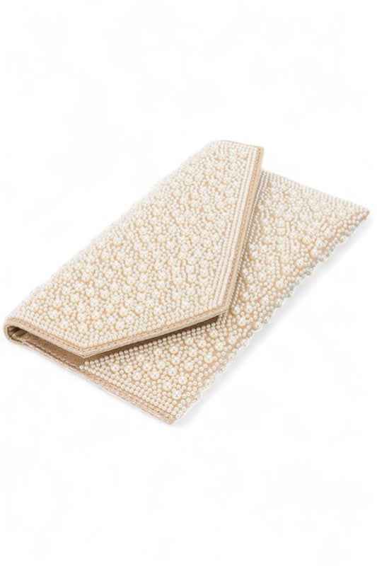 Pearl And Rhinestone Envelope Clutch Bag