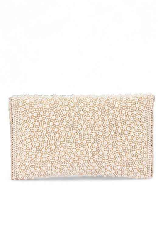 Pearl And Rhinestone Envelope Clutch Bag