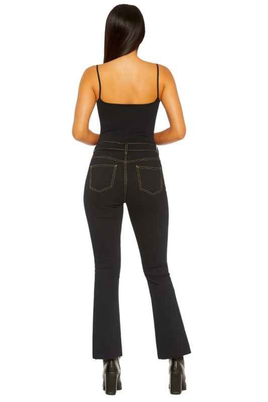 Raya Cropped Flare Jean in Black Denim