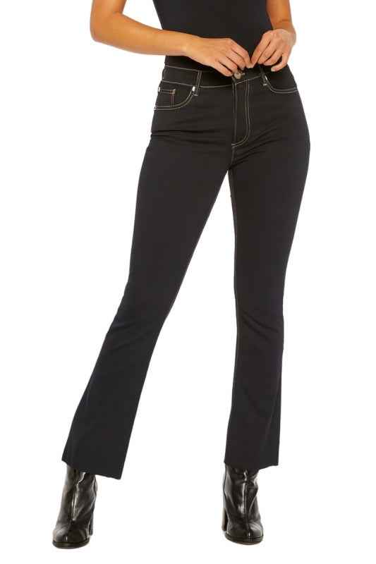 Raya Cropped Flare Jean in Black Denim