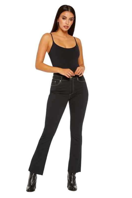 Raya Cropped Flare Jean in Black Denim