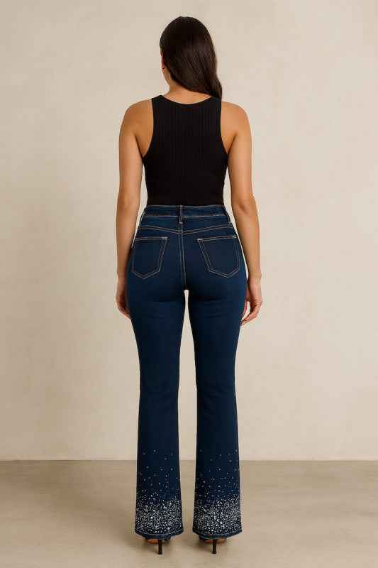 Rhinestone Bootcut Jean Premium Stretch Denim