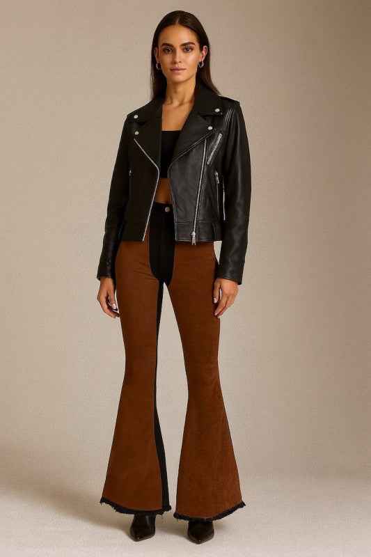 Brown Suede Bell Bottom Jeans