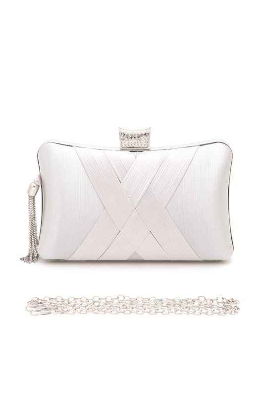 Satin Pleated Party Box Clutch